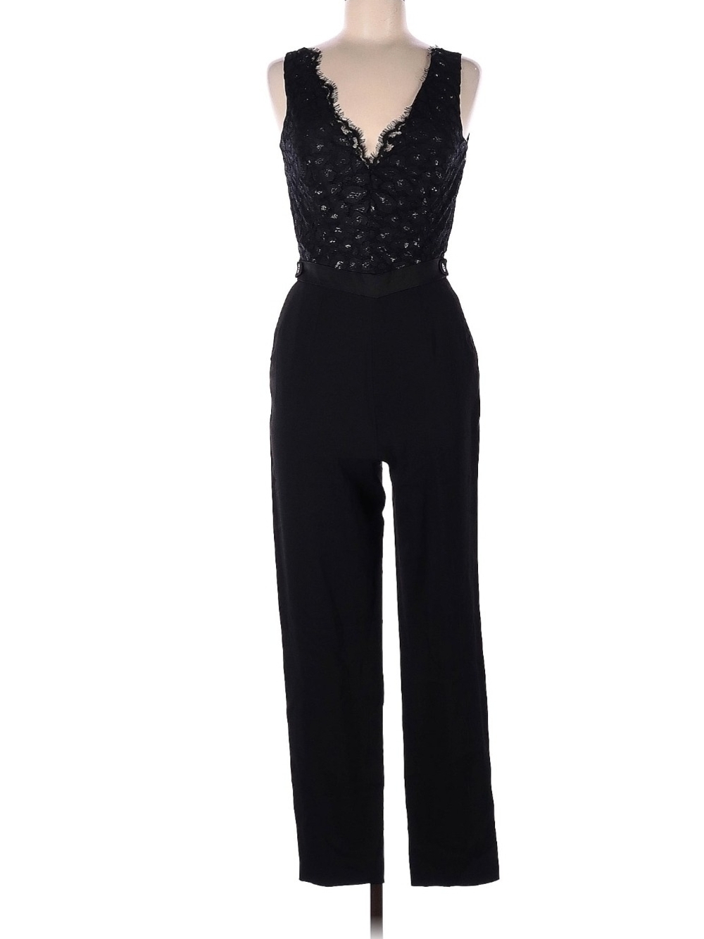 Reiss Black Lace Bodice Jumpsuit
